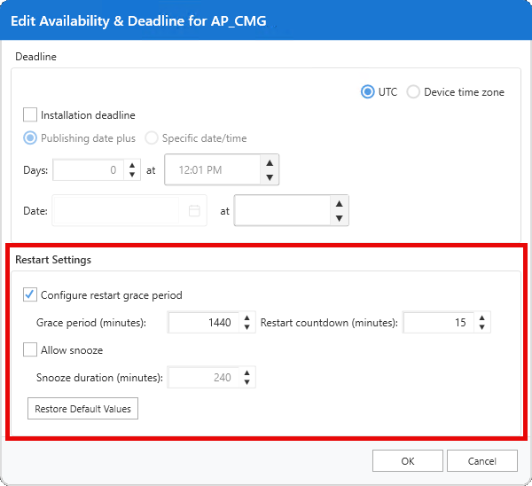 Restart Grace Period Configuration