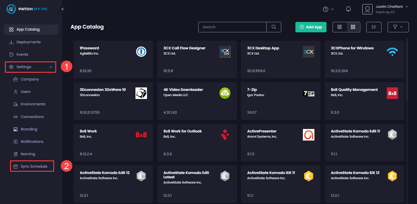 Navigating to “Settings | Sync Schedule”