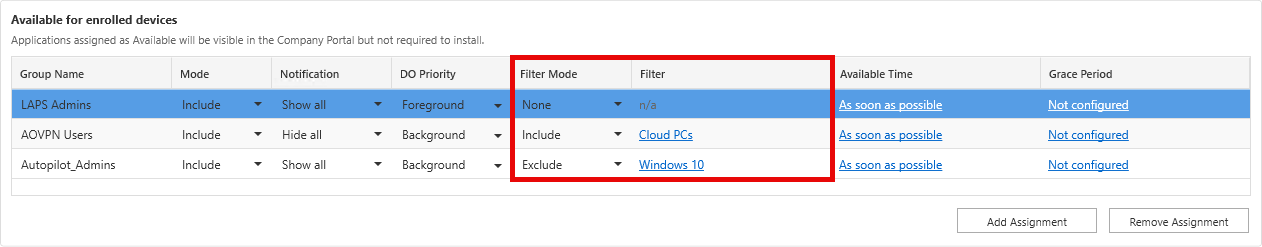 Assignment Intune Filters