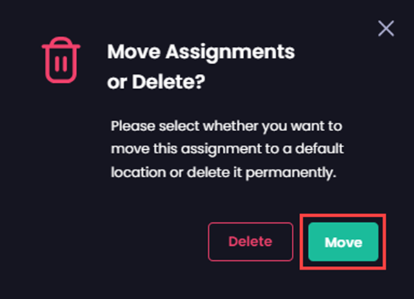 Clicking “Move” to remove the Update Rings but keep all the existing assignments