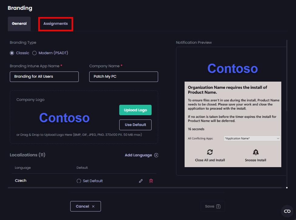 Clicking the ‘Assignments’ tab.