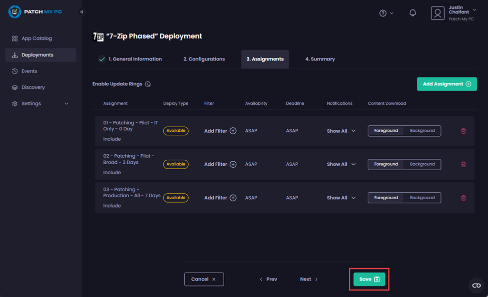 Clicking “Save” to save changes