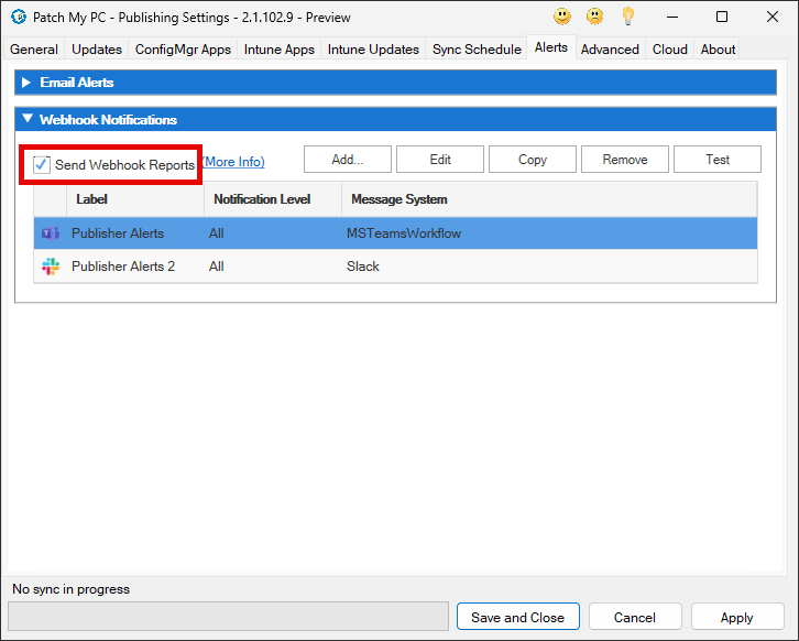 Send Webhook Reports